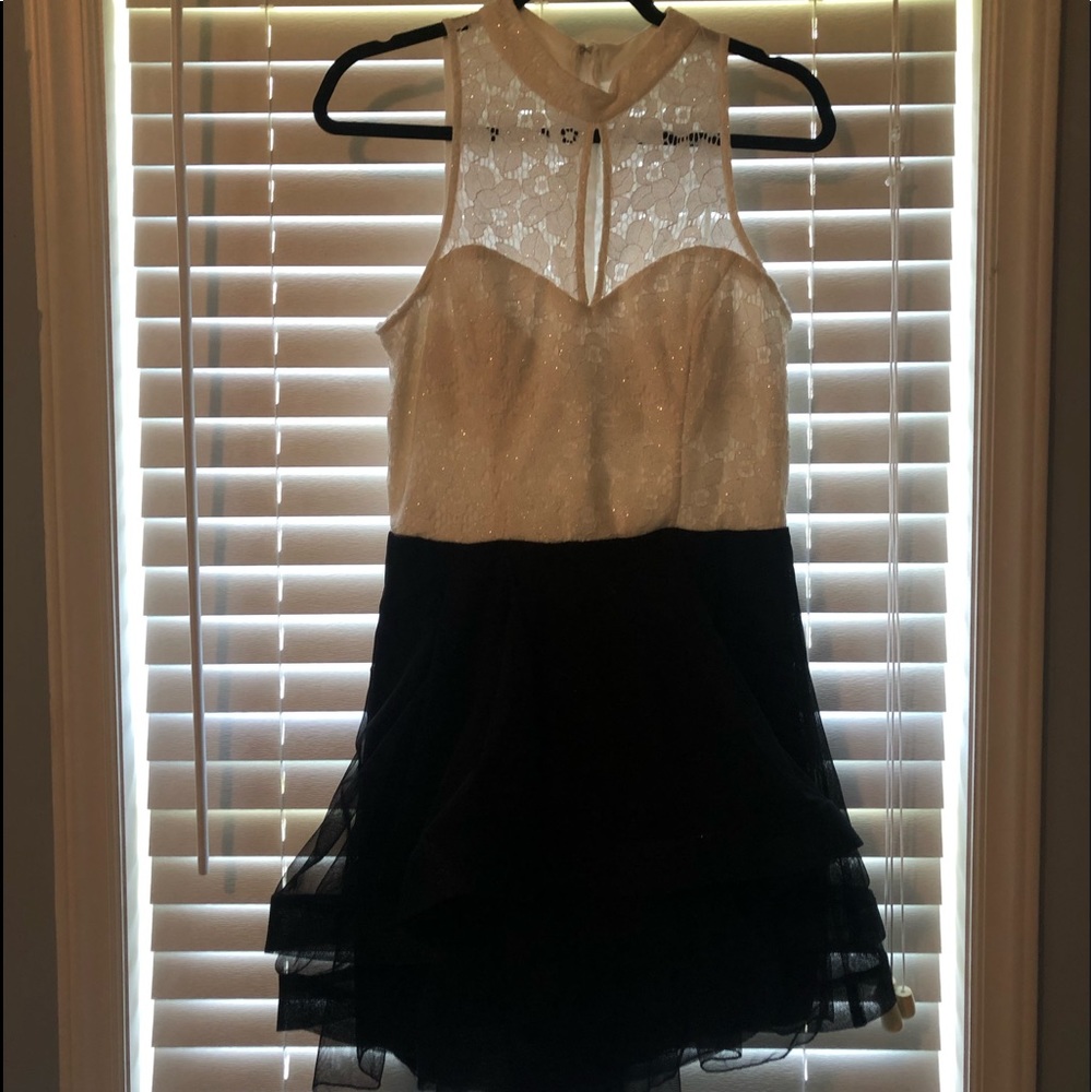 formal black and white cocktail dress